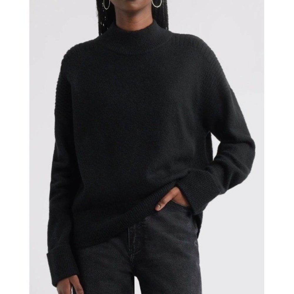 TREASURE & BOND Black Knit Mock Neck Sweater‎ Womens Size Small Casual Winter